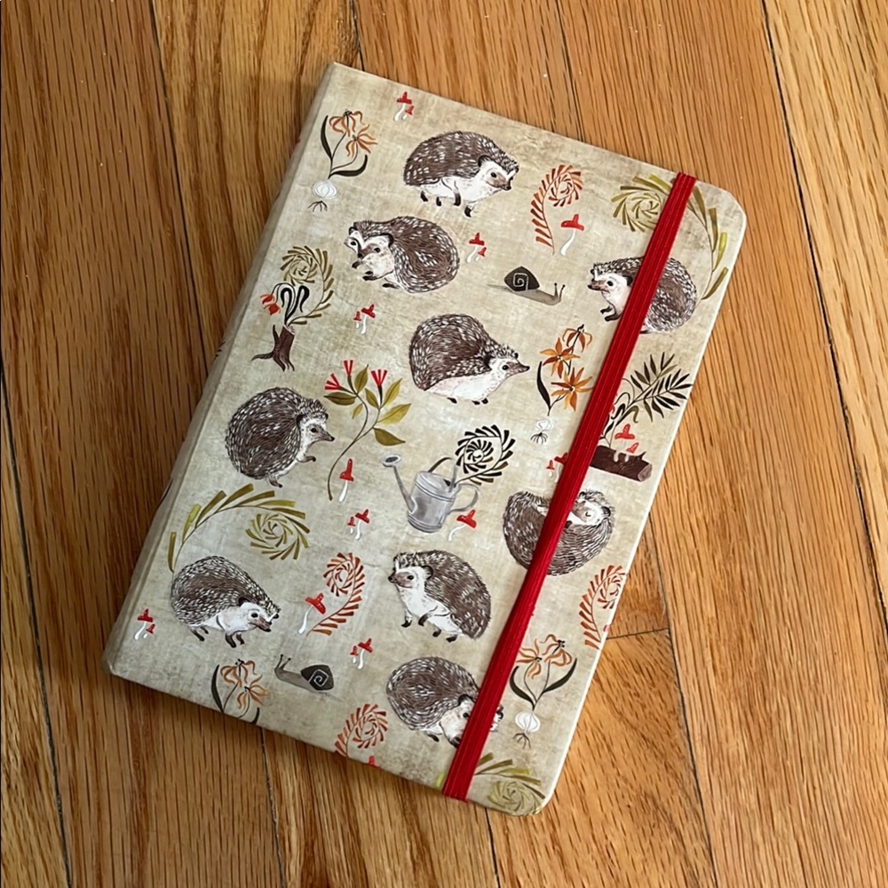 Hedgehog Patterned Notebook - Red and Tan